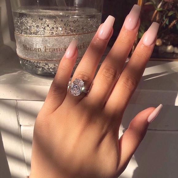 NEW 18K OVAL CUT DIAMOND STERLING SILVER RING - Picture 5 of 8